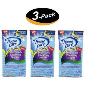 (3 Pack) House Care Handy Wipes Multi Purpose Reusable Cleaning Cloth, 8-ct each